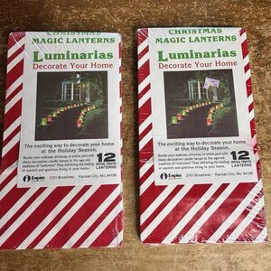 Vtg Christmas Magic Lantern Luminaria Candle Bags Red Candystripe 24 bags NEW